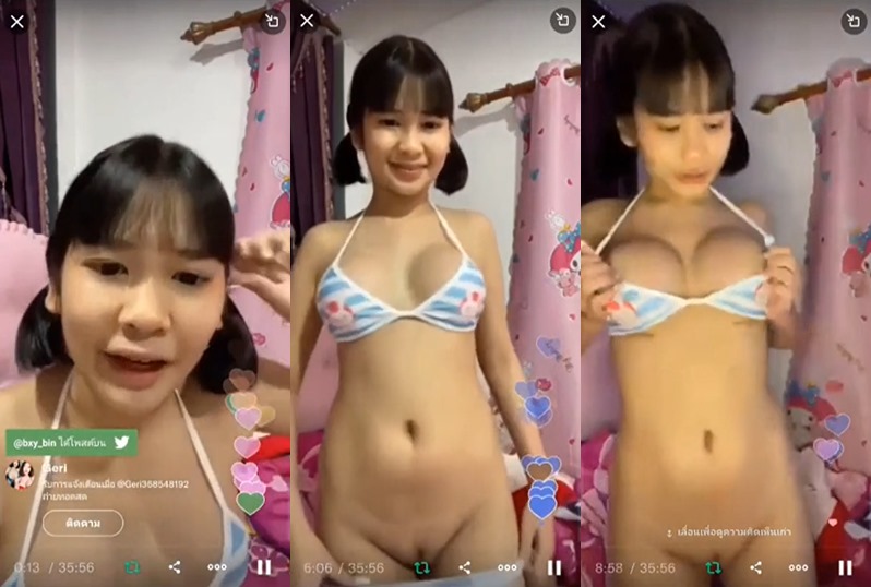 น้องเฟอร์รี่ สาวน้อยนมใหญ่ ดาวทวิต ไลฟ์สดเปิดหีโชว์ หีใหญ่มาก