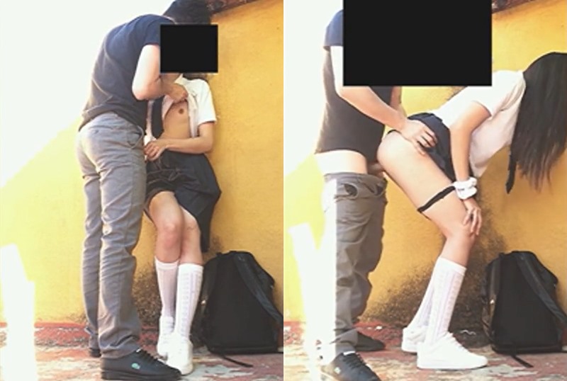 Cool clip, energetic young Thai student sneaks out to her boyfriend's big cock to fuck her pussy in the back of the building.