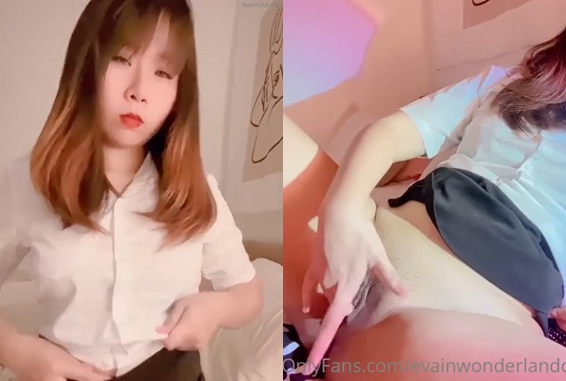 Evainwonderlandd Clip 18 học sinh Đặt máy ảnh, làm mặt trêu chọc rồi nằm co chân lên, để lộ cái lỗ lồn xinh đẹp của mình để trình diễn.