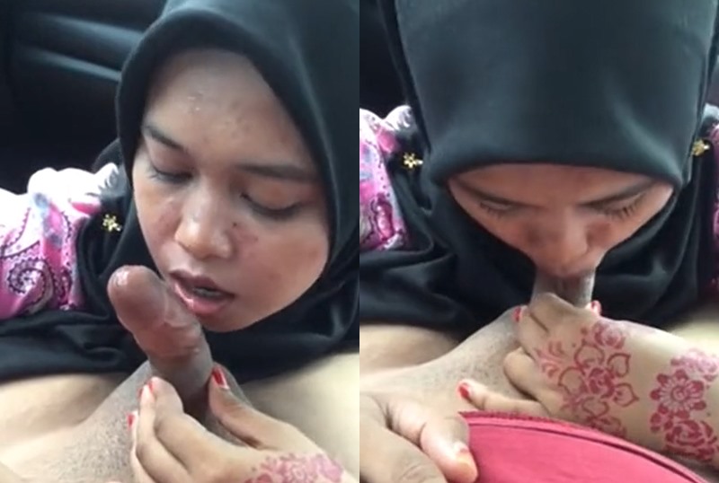 portuguese do brasil - garota com hijab, rosto com acne, está chupando um pau