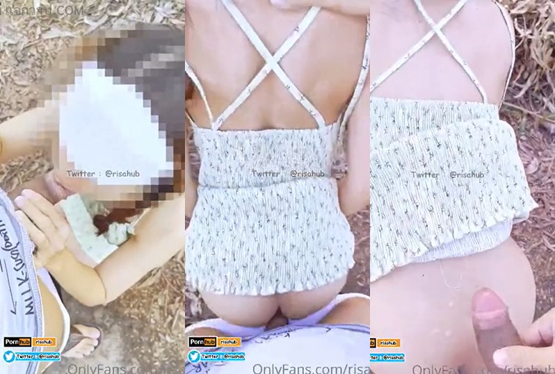 Thai porn outside the premises Risahub, Risahub herself wears a solo line fan, fucks fresh and horny in the forest next to the house.